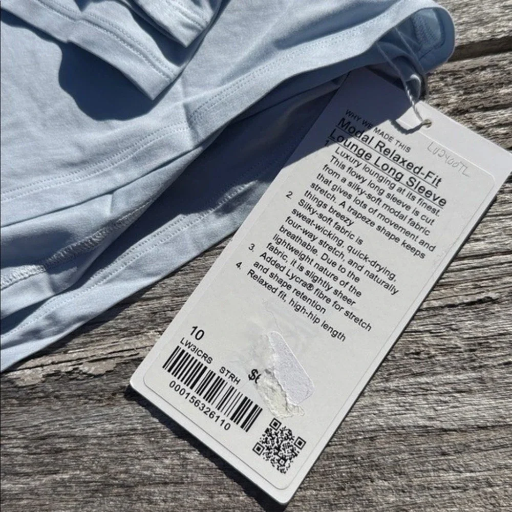 Lululemon Modal Relaxed-Fit Lounge‎ Long-Sleeve Shirt size 10 starch blue nwt